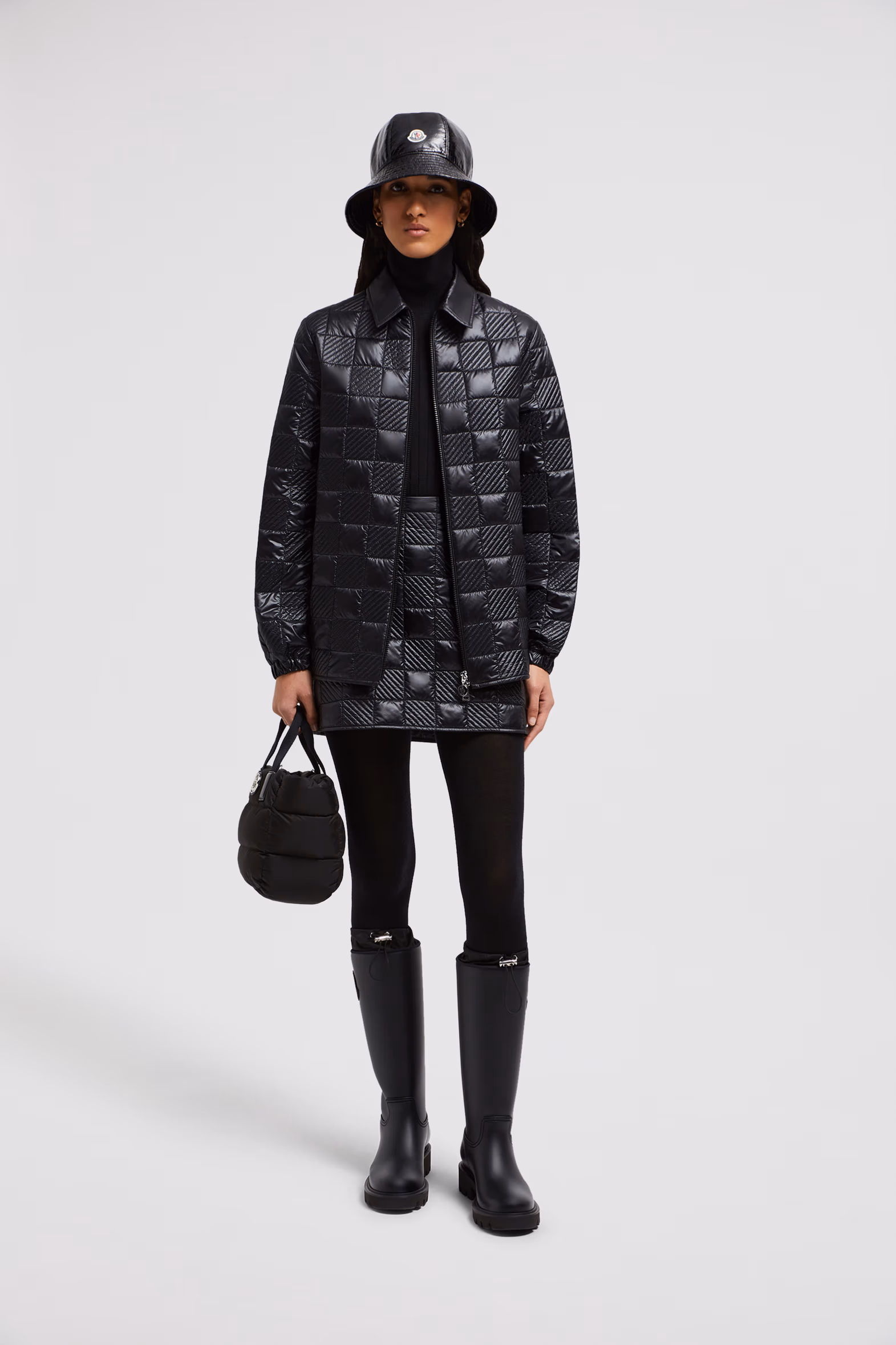 Minifalda acolchada a cuadros Mujer Negro Moncler 0